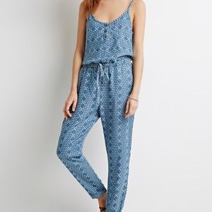 Light Chambray Tie Waist Jumpsuit